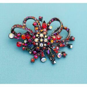 Vintage Abstract Rainbow Rhinestones Unique Brooch - E8